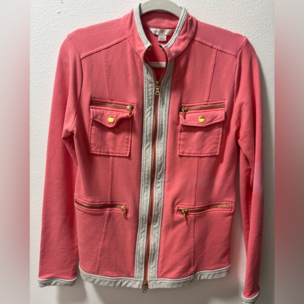Vintage Boston Proper Coral Utility Jacket with Gold Accents